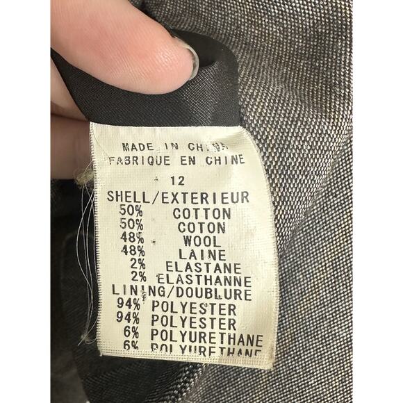 Theory Women's One Button Wool Blend Brown Blazer Gray Size 12 - Picture 4 of 7